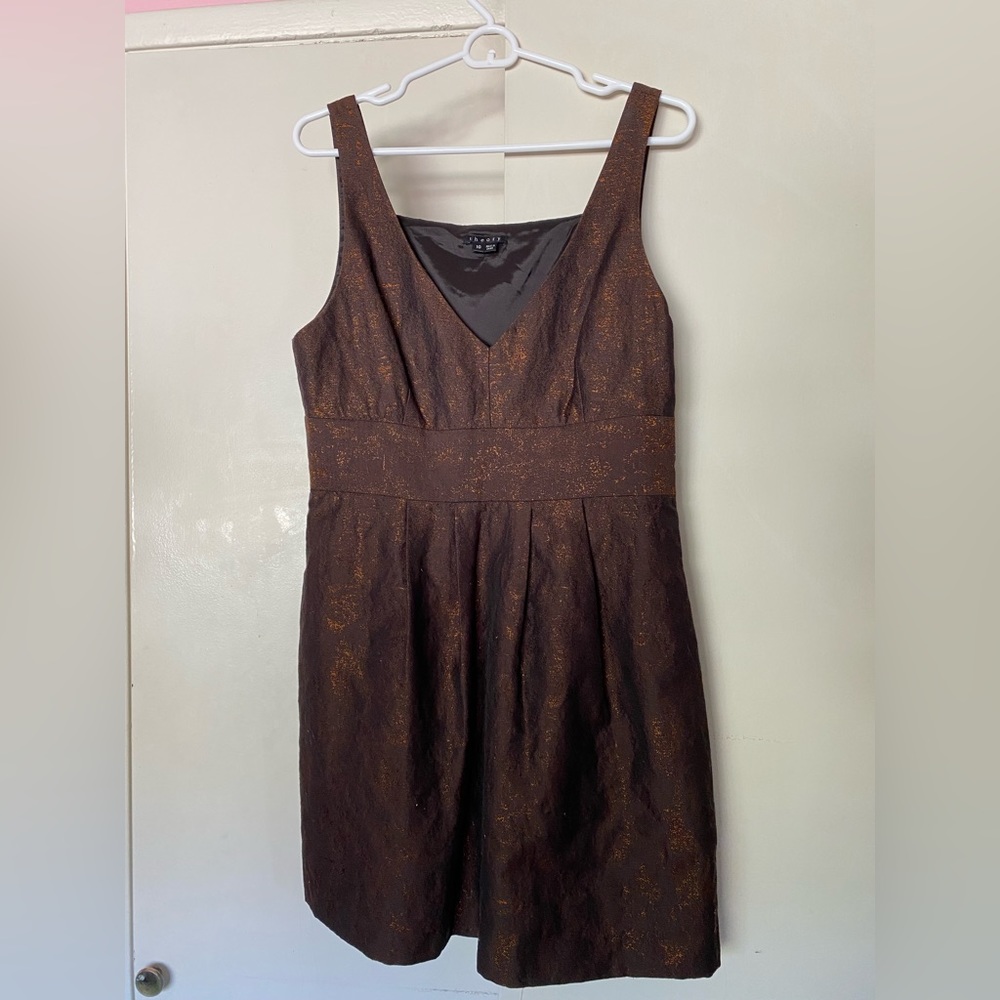 Theory Brown and Gold Dress